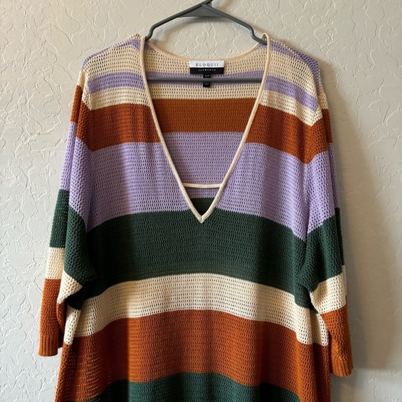 Eloquii Elements Women’s Plus Size Striped Crochet Knit Dress Size 26/28 - Picture 6 of 9